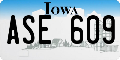 IA license plate ASE609