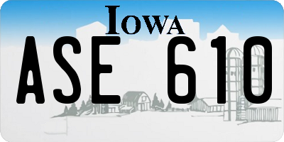 IA license plate ASE610