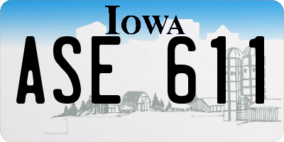 IA license plate ASE611