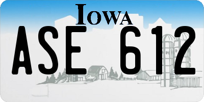 IA license plate ASE612