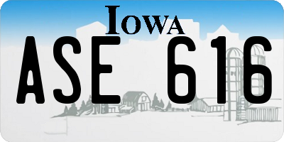 IA license plate ASE616