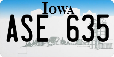 IA license plate ASE635