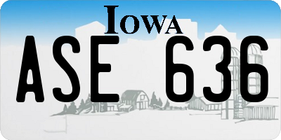 IA license plate ASE636