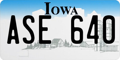 IA license plate ASE640
