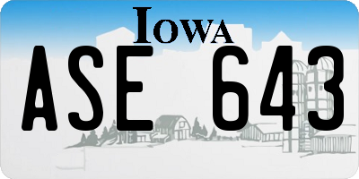 IA license plate ASE643