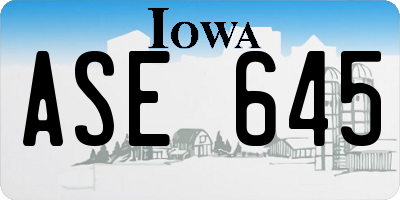 IA license plate ASE645