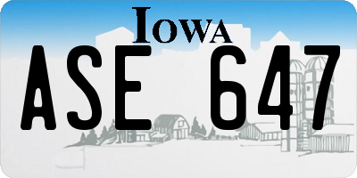 IA license plate ASE647