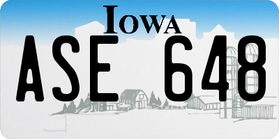 IA license plate ASE648
