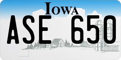 IA license plate ASE650