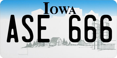 IA license plate ASE666