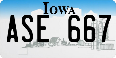 IA license plate ASE667