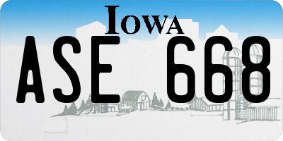 IA license plate ASE668