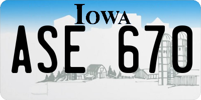 IA license plate ASE670