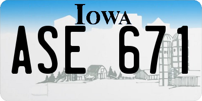 IA license plate ASE671