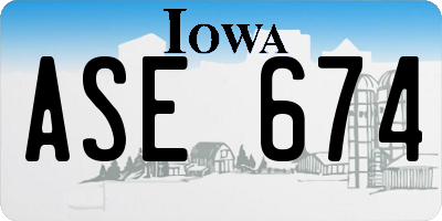 IA license plate ASE674