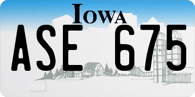 IA license plate ASE675