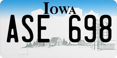 IA license plate ASE698