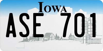 IA license plate ASE701