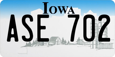 IA license plate ASE702