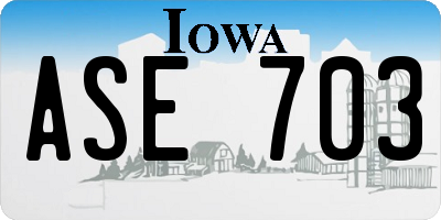 IA license plate ASE703