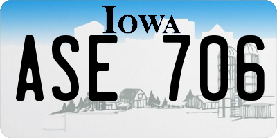 IA license plate ASE706