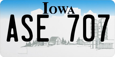 IA license plate ASE707