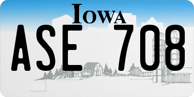 IA license plate ASE708