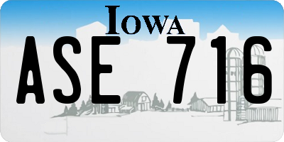 IA license plate ASE716