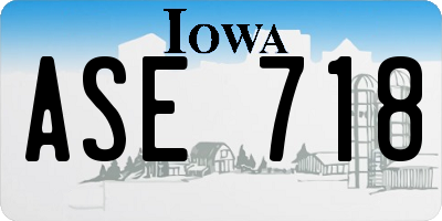 IA license plate ASE718