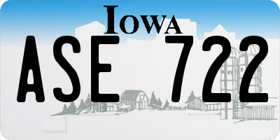 IA license plate ASE722