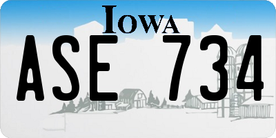 IA license plate ASE734