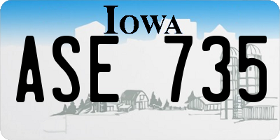 IA license plate ASE735