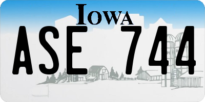 IA license plate ASE744