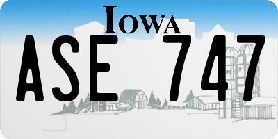 IA license plate ASE747