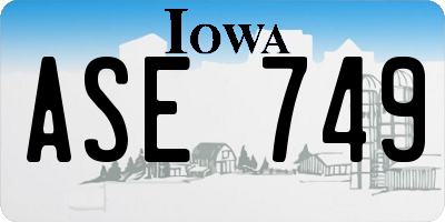 IA license plate ASE749