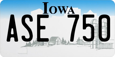 IA license plate ASE750