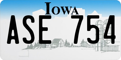 IA license plate ASE754