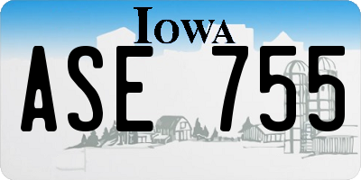 IA license plate ASE755
