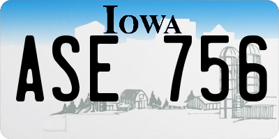 IA license plate ASE756