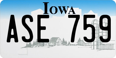 IA license plate ASE759