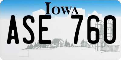 IA license plate ASE760