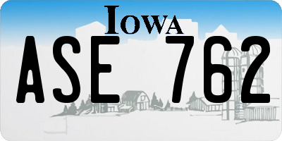 IA license plate ASE762