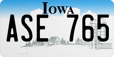 IA license plate ASE765