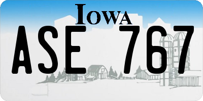 IA license plate ASE767