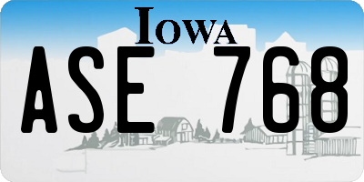 IA license plate ASE768