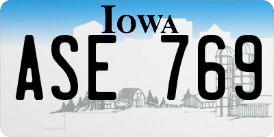 IA license plate ASE769