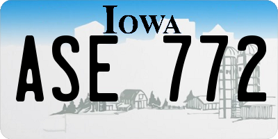 IA license plate ASE772