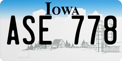 IA license plate ASE778