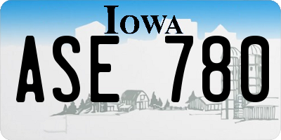 IA license plate ASE780