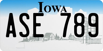 IA license plate ASE789